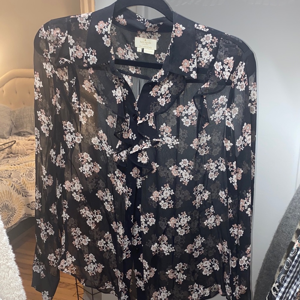 Kats Spade floral chiffon button down